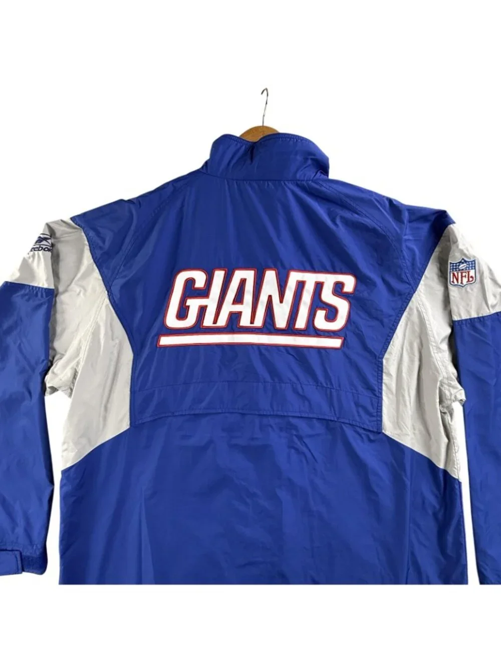 New York Giants Jacket Mens Large Blue NFL Football Reebok On Field Windbreaker